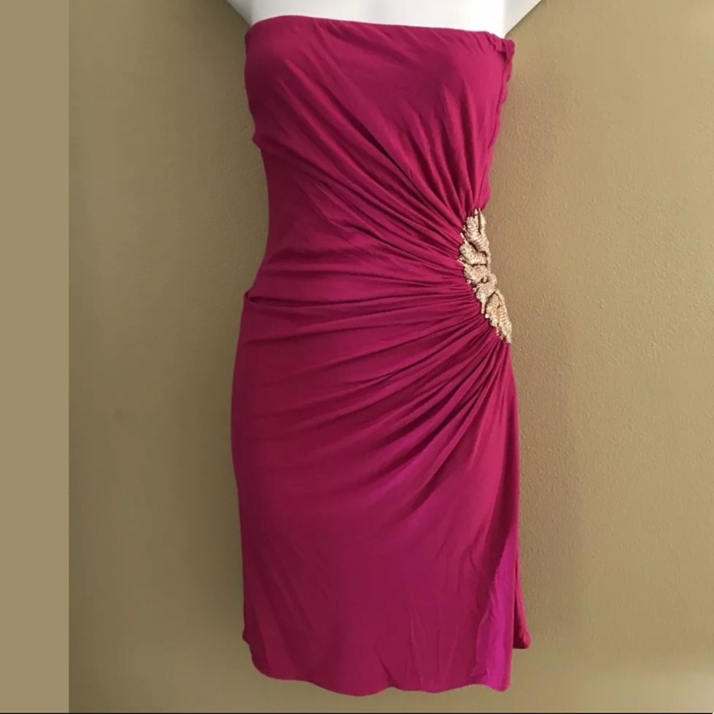 Sky Brand pink strapless dress tiger rhinestone S